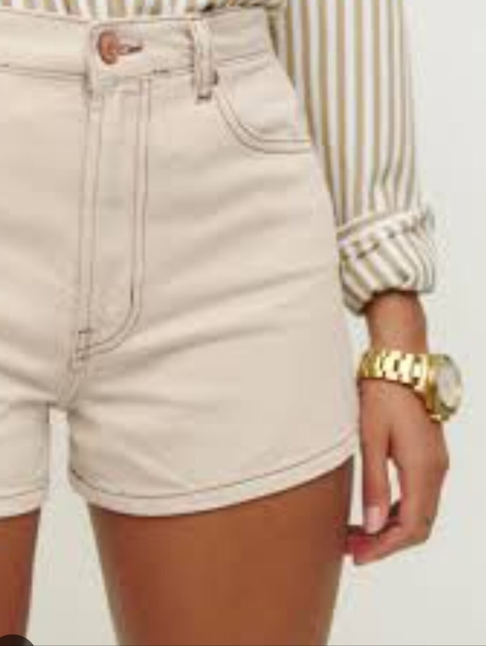 Reformation Cowboy High Rise Jean Shorts Womens 30 Almond Organic Cotton